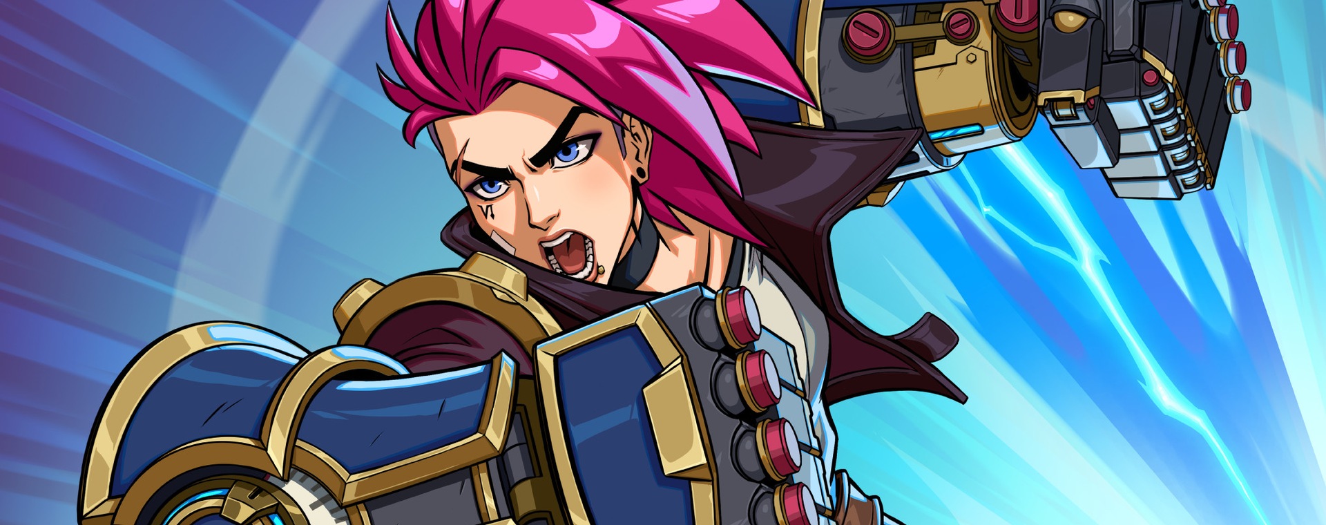 VI promo card illustration for the 2XKO card series by Magic Sword Studio