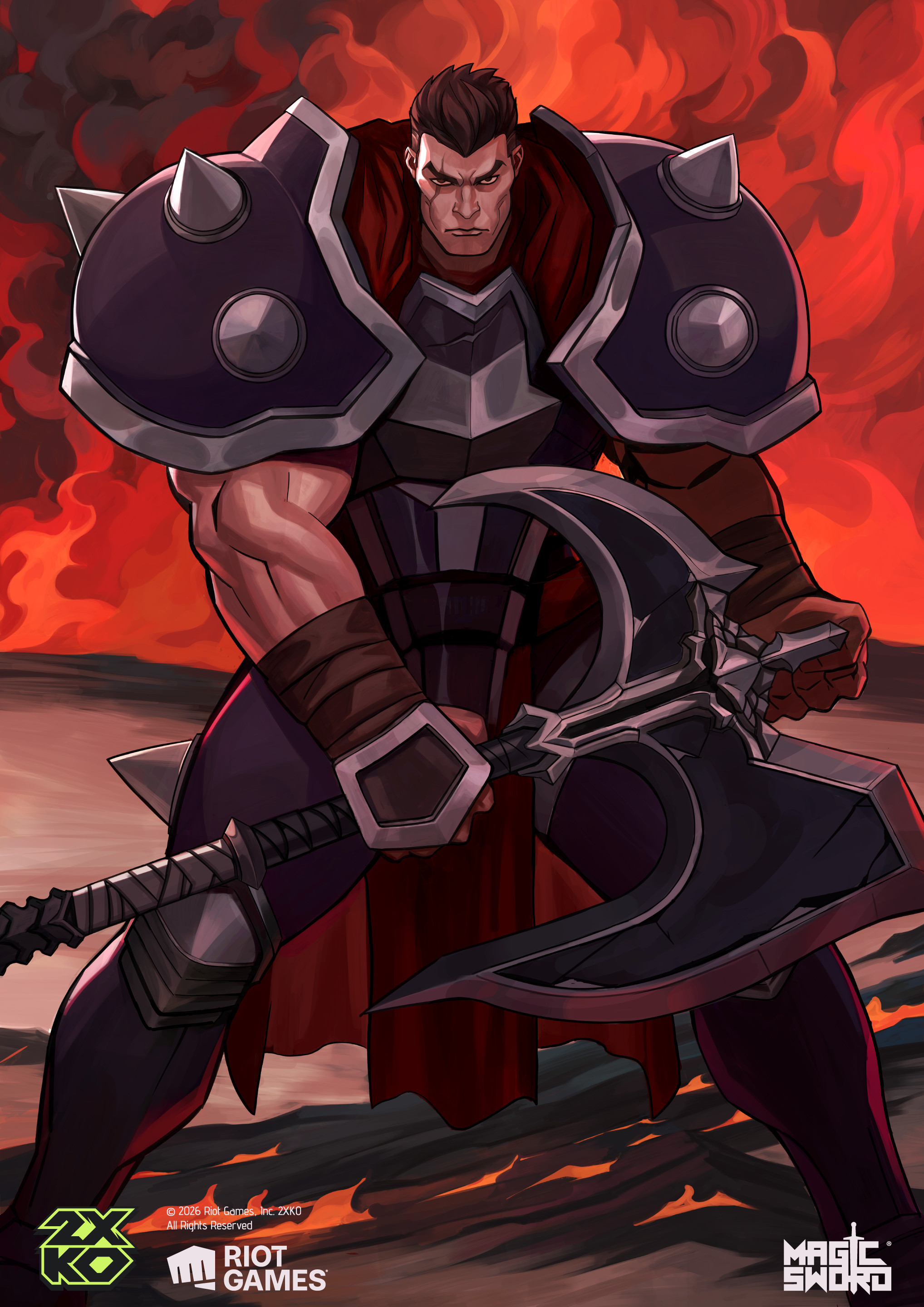 Darius promo card illustration for 2XKO by Bruno Biazotto at Magic Sword Studio
