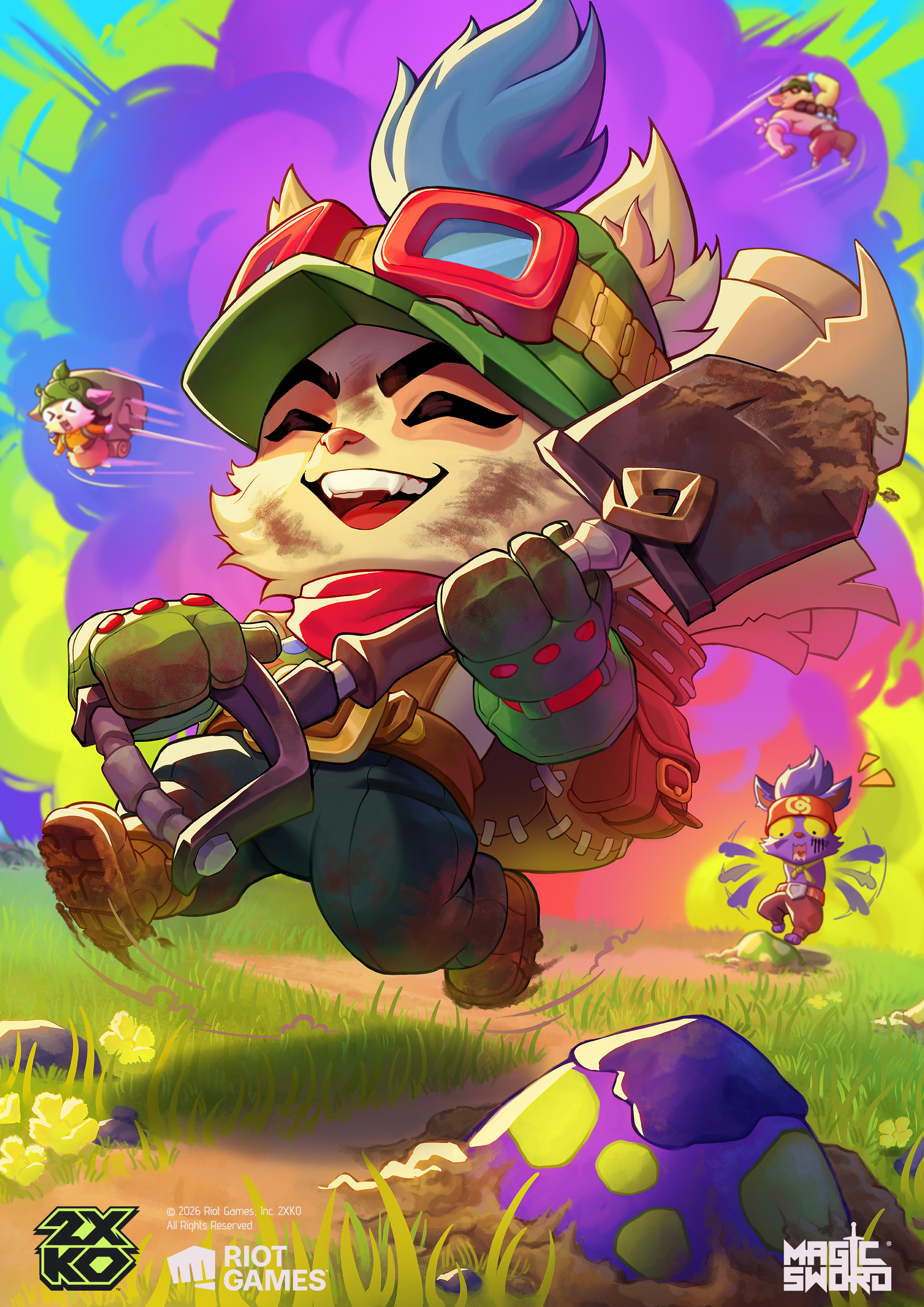 Teemo promo card illustration for 2XKO by Ana Lígia at Magic Sword Studio