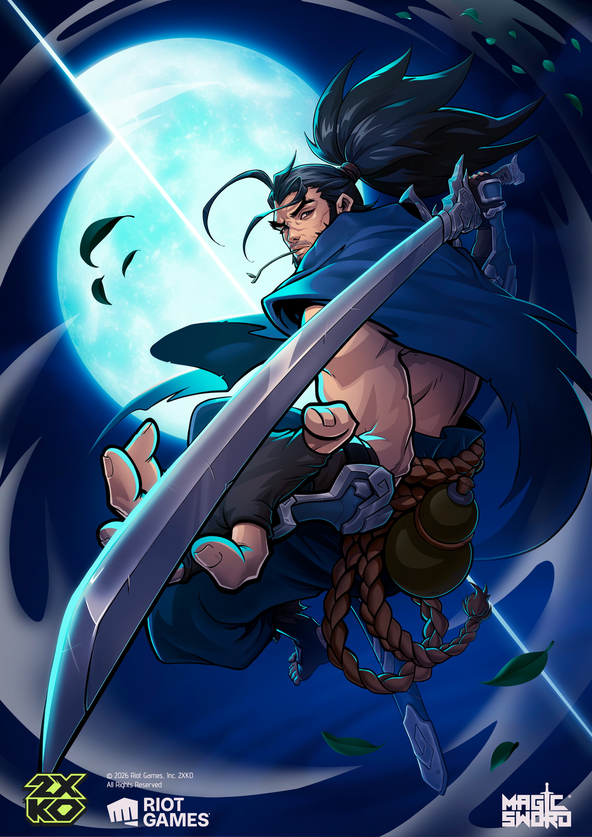 Yasuo promo card illustration for 2XKO by Ane Caroline at Magic Sword Studio